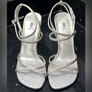 Bakers silver glitter high heel strappy sandal shoes vintage y2k ladies heeled
